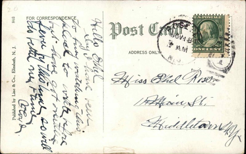 Roselle NJ Van Court Inn c1910 Postcard 