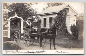 RPPC Wenham MA Lovely Women on Horse Drawn Carriage Jennie Forness Postcard I24