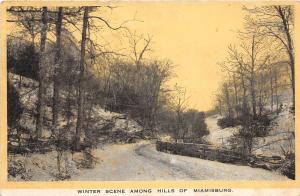 C65/ Miamisburg Ohio Postcard 1908 Winter Scene Hills Road