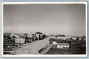 Draper South Dakota SD Postcard RPPC Photo Greetings  Main Street Hotel 1941