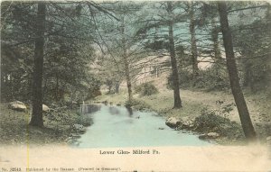 Hand-Colored Postcard; Lower Glen, Milford PA Pike County Posted 1909