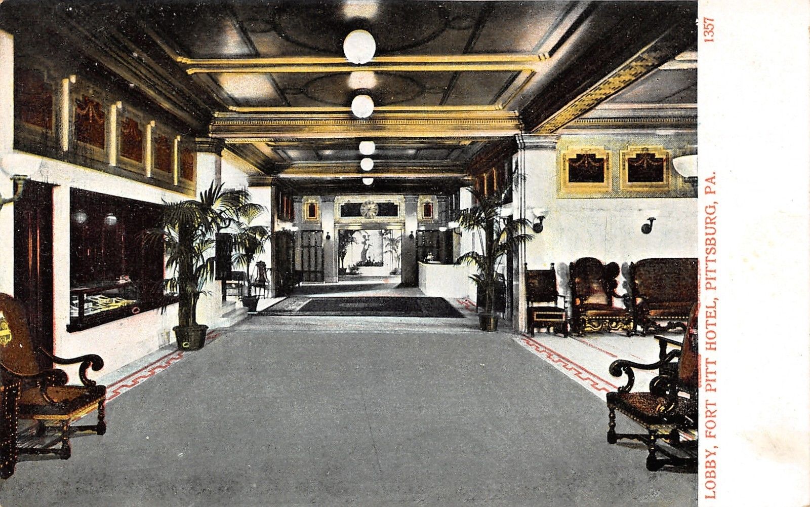 Pittsburgh Pennsylvania Fort Pitt Hotel Lobby Vintage Furniture