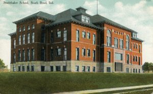 1910 STUDEBAKER SCHOOL*SOUTH BEND INDIANA*ANTIQUE POSTCARD*TO CHICAGO*CASALEGGI