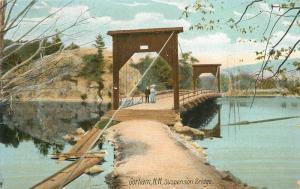 Gorham New Hampshire 1914 Suspension Bridge Leighton postcard 10279