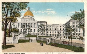 Vintage Postcard 1919 State House Historical Building Boston Massachusetts MA