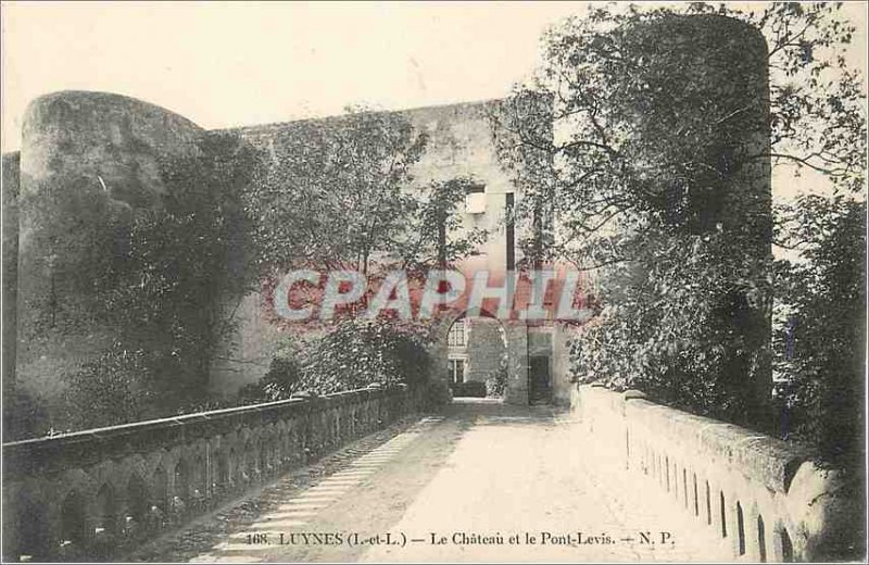 Postcard Old Luynes (I and L) Le Chateau and Levis Bridge