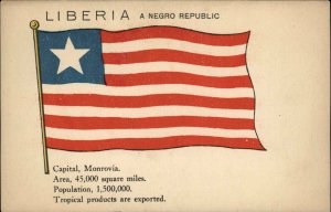 Liberia Flag Country Facts c1910 Vintage Postcard