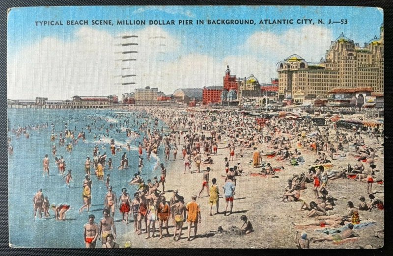 Vintage Postcard 1951 Beach Scene Million-Dollar Pier Atlantic City NJ ...