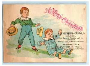 1870's Harbach's Christmas Cards Printer Boys Falling Down Hill P167