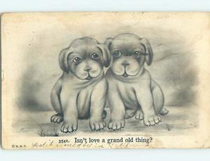 Pre-Linen PAIR OF PUPPY DOGS IN LOVE HL6171