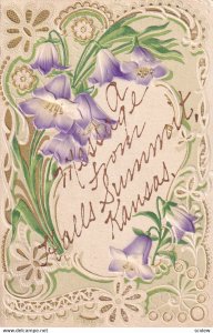 HALLS SUMMIT, Kansas, PU-1913; Embossed, Purple Flowers, Gold Detail