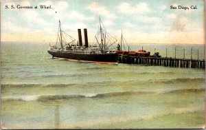 Postcard S.S. Governor at Wharf in San Diego, California