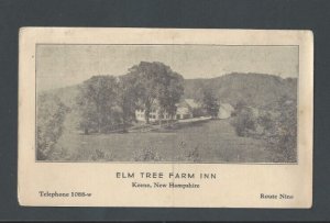 Ca 1926 Keene New Hampshire Elm Tree Farm Inn