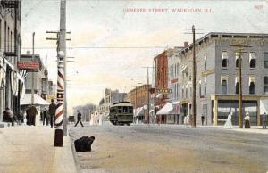 Waukegan Illinois Genesee Street Scene Historic Bldgs Antique Postcard K69222