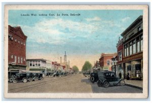 1936 Lincoln Way Looking East La Porte Indiana IN Vintage Posted Postcard