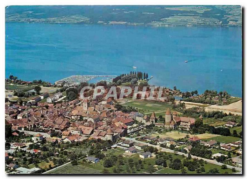  Modern Postcard seen plane of Estavayer the Lake