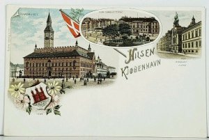 Denmark Hilsen fra KJOBENHAVEN Multi View #1326 Louis Glaser c1900 Postcard A4