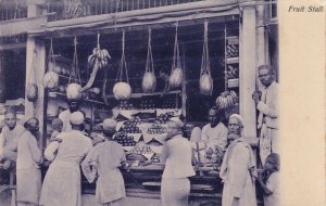 India Fruit Stall Real Photo Antique Market Postcard