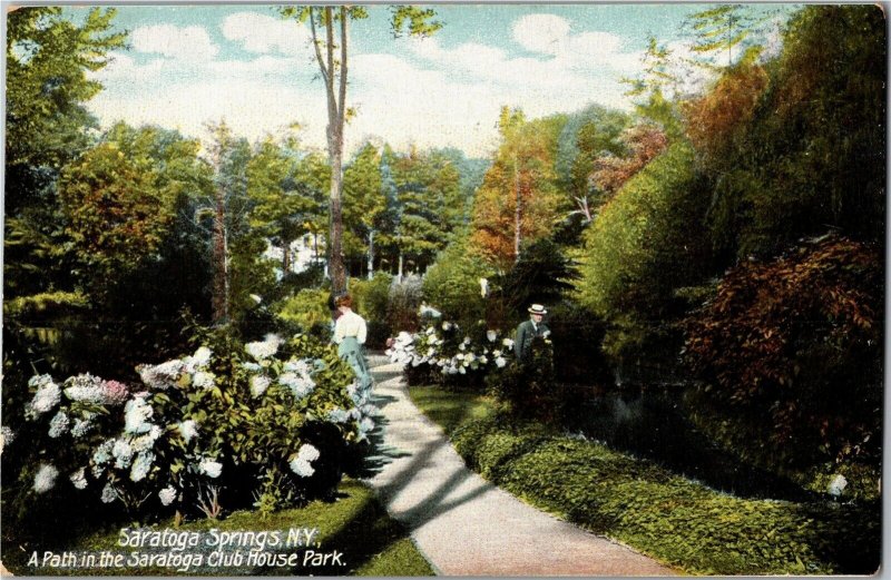 Path in Saratoga Club House Park, Saratoga Springs NY Vintage Postcard V23
