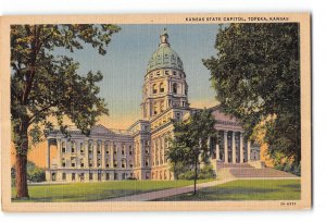 Topeka Kansas KS Postcard 1930-1950 Kansas State Capitol