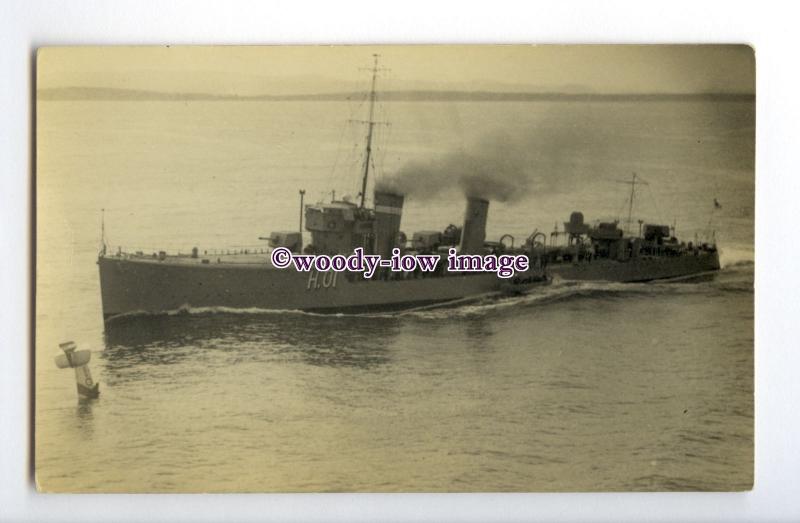 na6145 - Royal Navy Warship - HMS Tyrian H01 passing downed aircraft - postcard