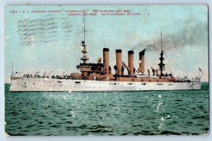 Bremerton WA Postcard US Armored Cruiser Washington US Navy Ship 1908 Antique