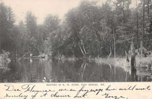 East Sebago Maine Boating in NW River Vintage Postcard AA50148