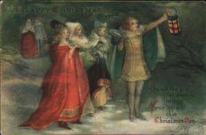 Clapsaddle Christmas Elizabethan Women Torchlight Candlelight c1910 Postcard