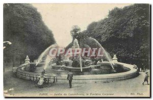 CARTE Postale Old Paris Luxembourg Garden Fountain Carpeaux