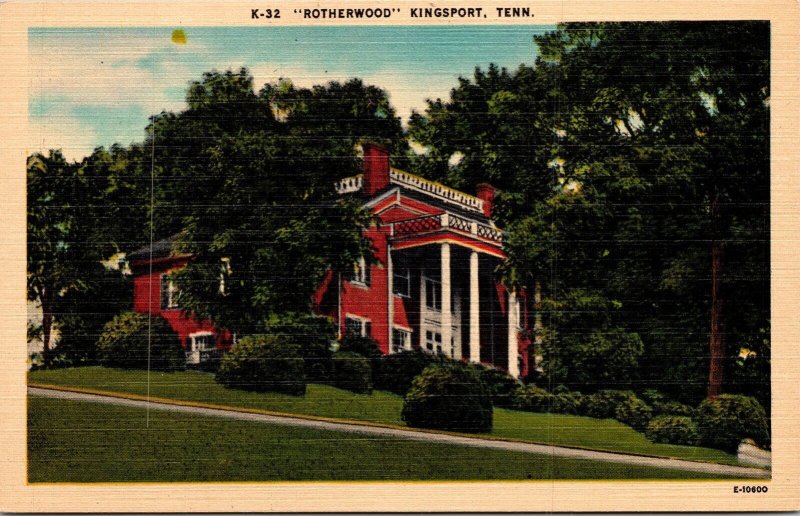 Rotherwood Kingsport Tennessee TN Historic Residence Linen Postcard UNP VTG 