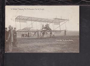 G White Taking McDonald For a Flight Biplane Postcard 