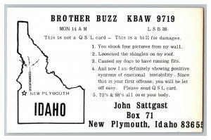 QSL Radio Card From New Plymouth Idaho KBAW 9719