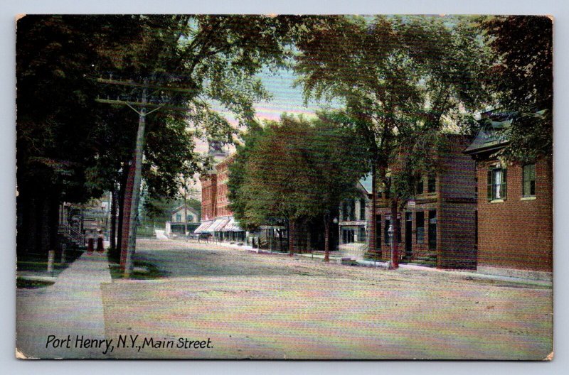 J91/ Port Henry New York Postcard c1910 Main Street Stores  203