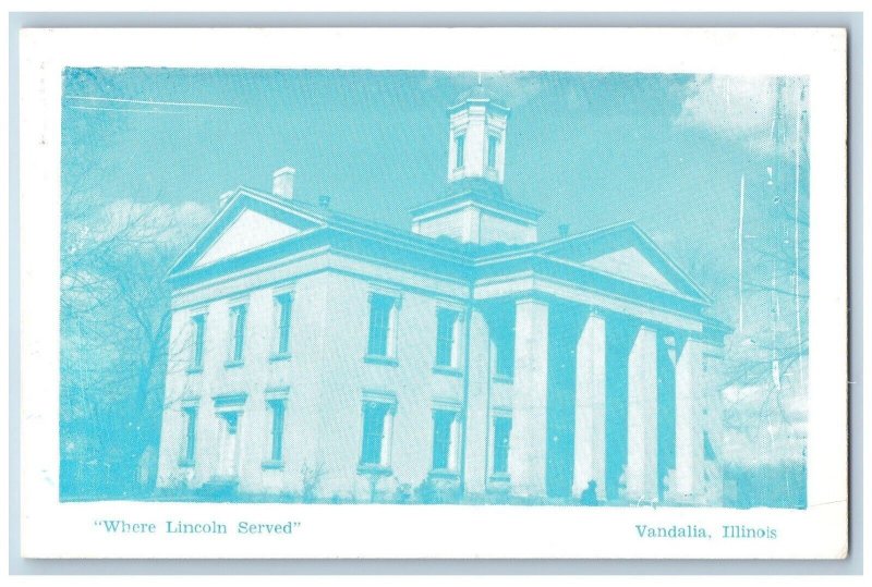 Vandalia Illinois Postcard Where Lincoln Served Building c1940 Vintage Unposted