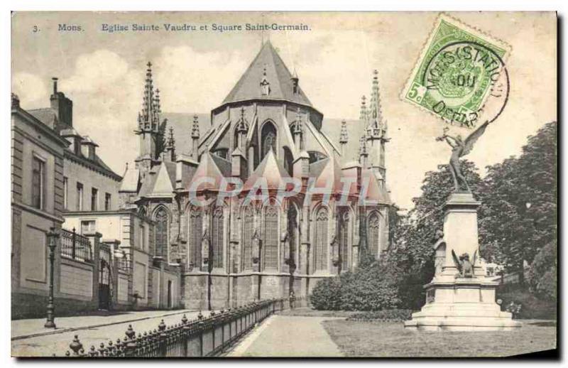 Postcard Old Holy Church Mons Vaudru Square and Saint Germain