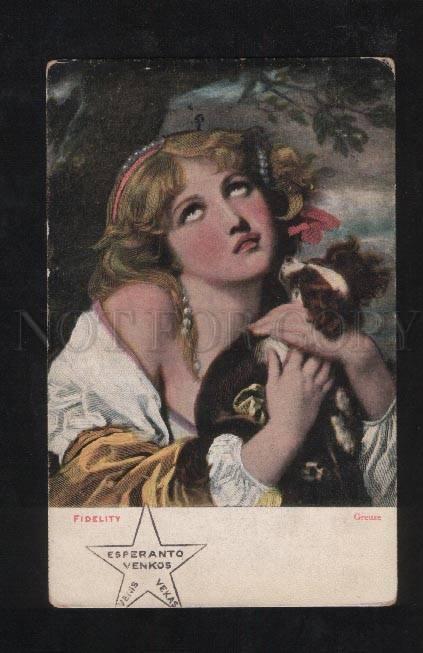 3071431 Lady & JAPANESE CHIN by GREUZE Vintage ESPERANTO PC