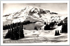 1955 Early Spring Paradise Valley Rainier National Park Real Photo RPPC Postcard
