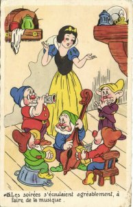 PC DISNEY, SNOW WHITE AND THE SEVEN DWARFS, Vintage Postcard (b35902)