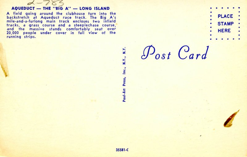 NY - Long Island. Aqueduct, Horse Racing