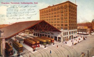 Postcard Early View of Trolley Traction Terminal in Indianapolis, IN.  W5.