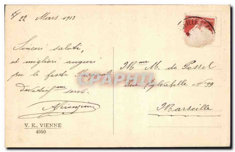 Old Postcard Fantasy Woman Easter