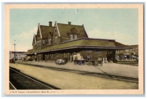 Campbellton New Brunswick Canada Postcard CNR Depot Railway c1950's Vintage