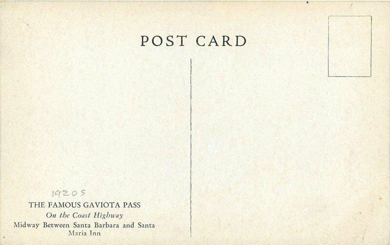 California Coast Highway Gaviota Pass 1920s Postcard Santa Barbara 3509