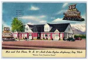 1952 Ma's Pa's Place Salt Lake Ogden Highway Roy Utah Vintage Antique Postcard