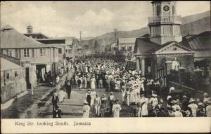 Jamaica King St. Busy Scene ROYAL MAIL STEAM PACKET CO Ship Cover Cancel PC