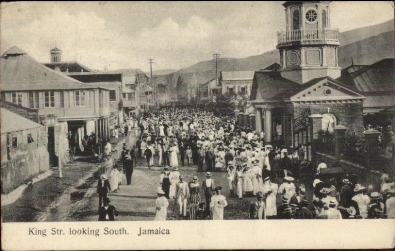 Jamaica King St. Busy Scene ROYAL MAIL STEAM PACKET CO Ship Cover Cancel PC