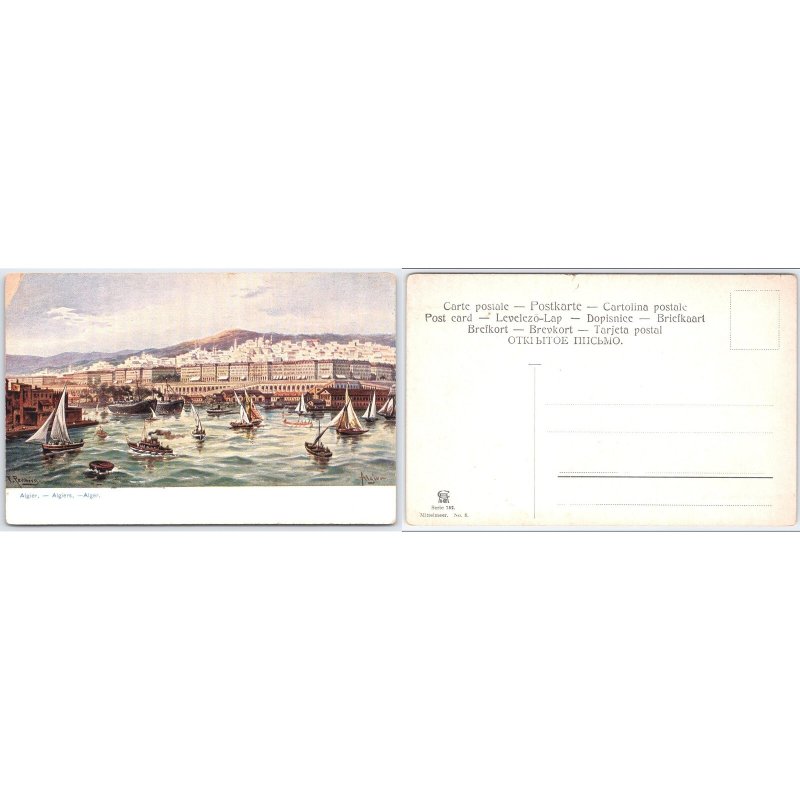 Postcard Algiers Algeria Harbor View Boats