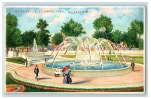 c1905 HTL Gates Circle Delaware Park Buffalo New York NY Hold to Light Postcard