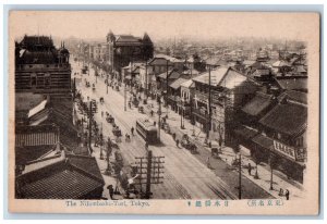 Tokyo Japan Postcard the Nihonbashi-Tori Aerial View Buildings c1920's