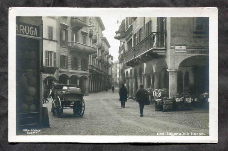 dc645 - LUGANO Switzerland 1920s Via Nasso. Ticino. Real Photo Postcard